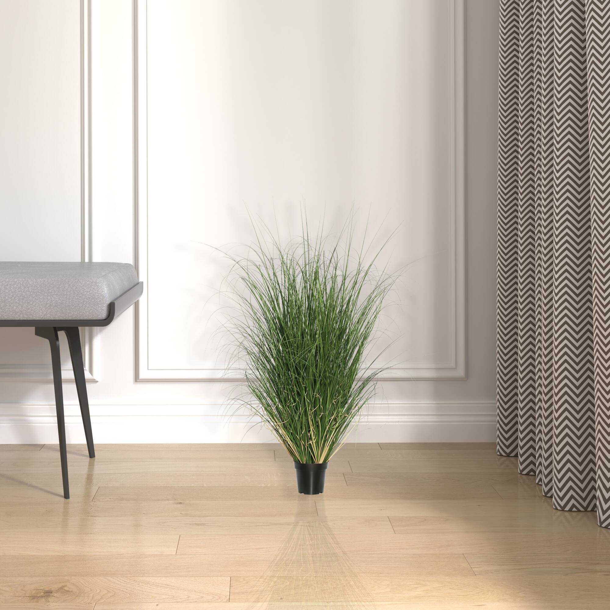 Artificial Potted Green Curled Grass
